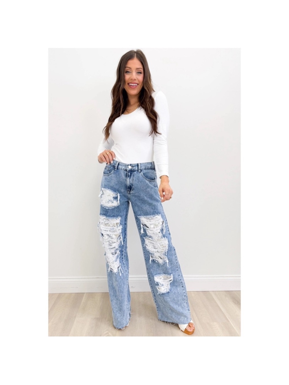 Bar x Oli & Hali Sequin Show Em You Shine Wide Leg Jeans Size XL 13-15